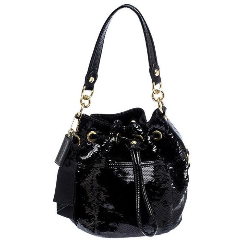 Coach Poppy Black Sequin Bucket Bag- make an offer